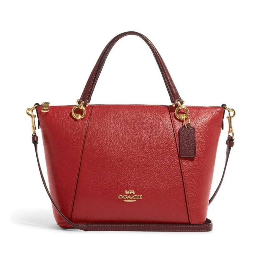 Coach Kacey Satchel – Red with Brown Trim – LIKE NEW
